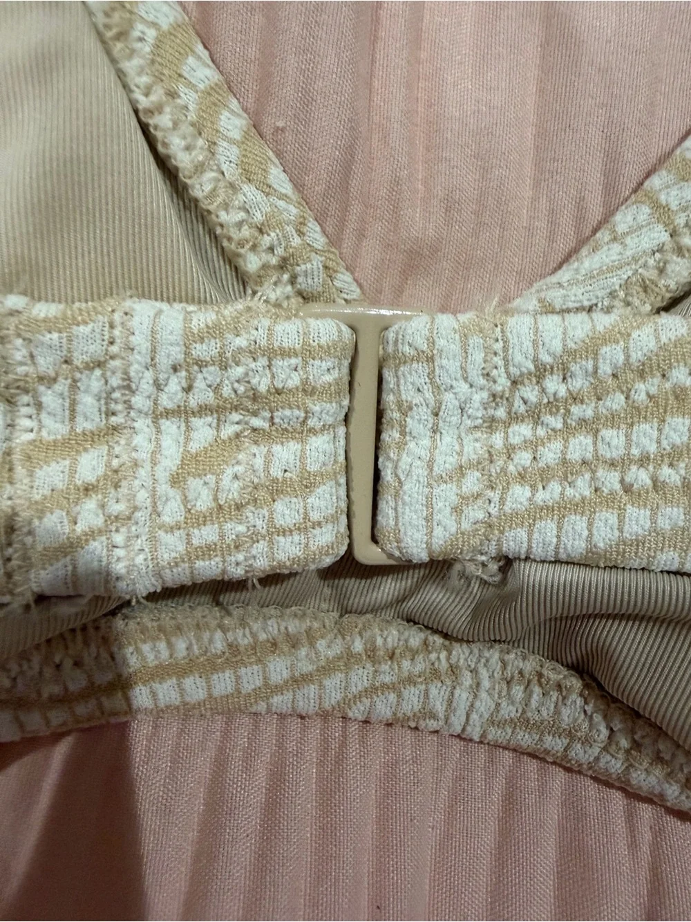 aerie nwot textured/patterned beige bikini top small